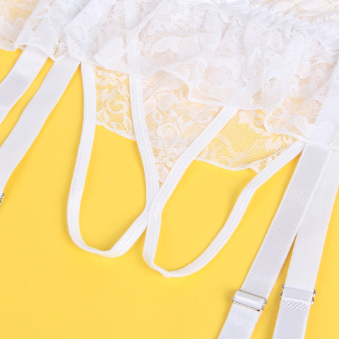 Sexy Lace Garter Panty with Metal Buckles P5251-2 White 3XL/4XL