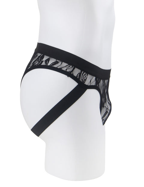 Lace See Through Mens Jockstrap Undie MP307-1 Black L