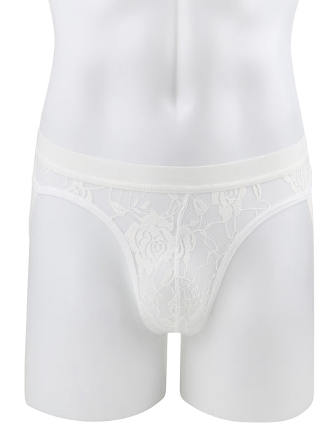 Lace See Through Mens Jockstrap Undie MP307-2 White M