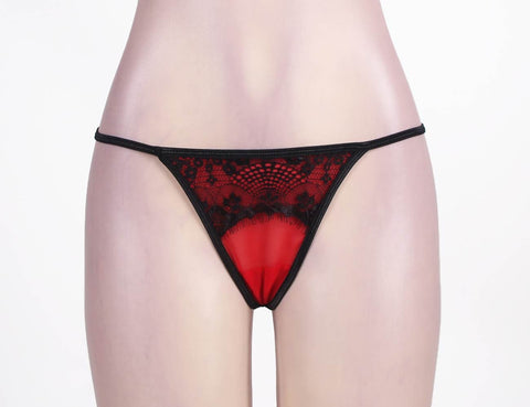 Sexy Transparent Lace Garter & Panty P5123-2 Red XS/S