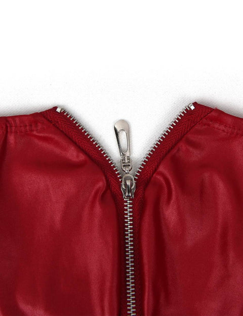 Faux Leather Men's Zip Undies MP069-3 Red XS