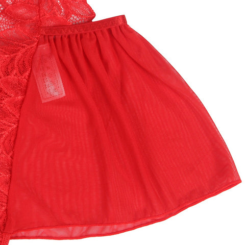 Mesh Halter Backless Floral Patterns Teddy R81101-2 Red XS/S