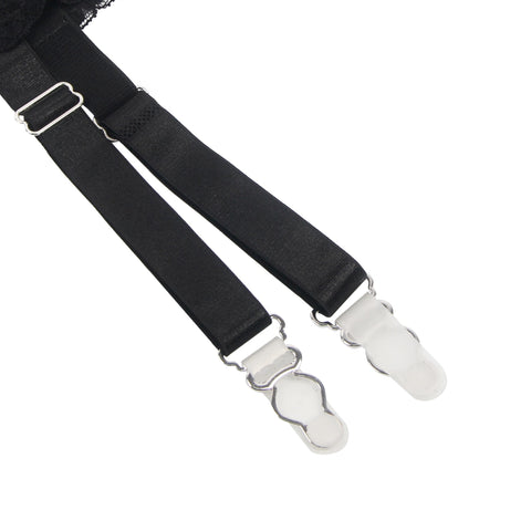Sexy Lace Metal Clips Garter Panty P5258-1 Black XL/2XL