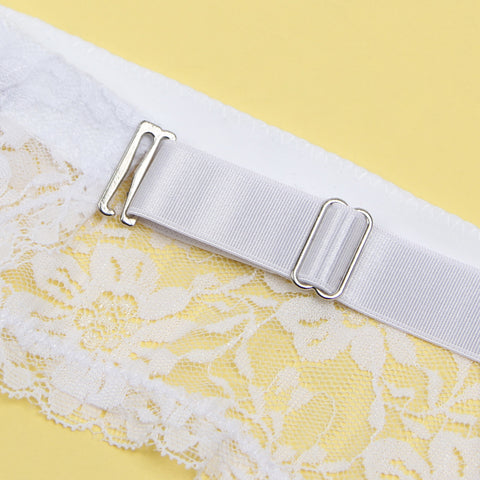 Sexy Lace Metal Clips Garter Panty P5258-2 White XS/S