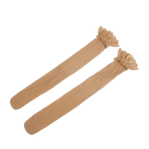 Sexy Lace Pearlescent Stockings With Silicone Straps H3571 Nude 3XL/5XL
