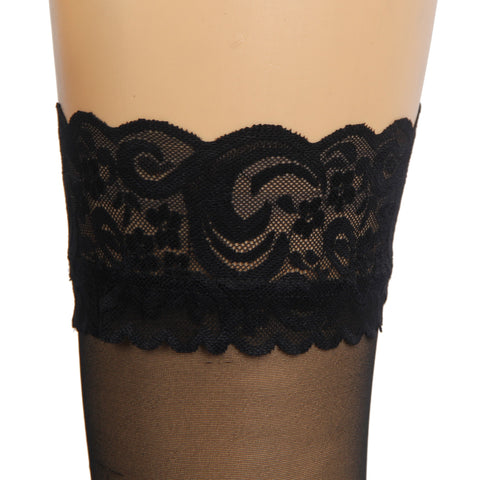 Sexy Lace Stockings With Silicone Straps H2157 Black 3XL/5XL