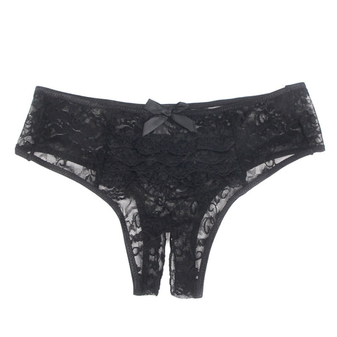 Sexy Lace Crotchless Panty P5278-1 Black L