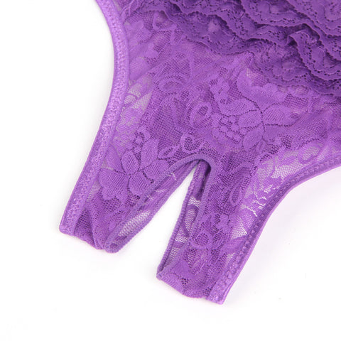 Sexy Lace Crotchless Panty P5278-4 Purple 3XL