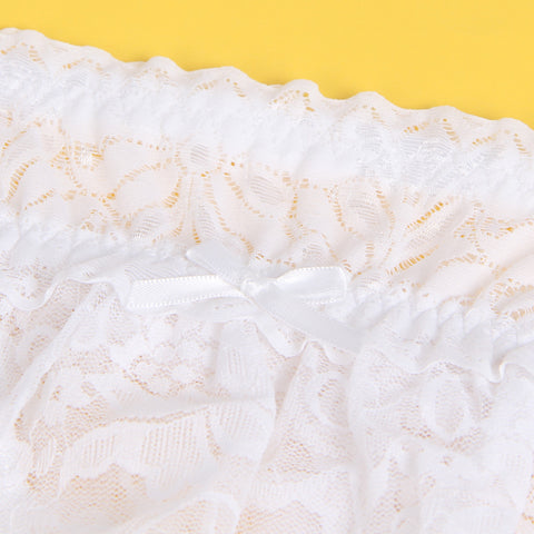 Sexy Lace Garter Panty with Metal Buckles P5251-2 White 3XL/4XL