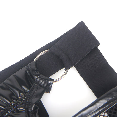 Faux Leather & Mesh Sexy Low Waist Mens Jockstrap MP305-1 Black S