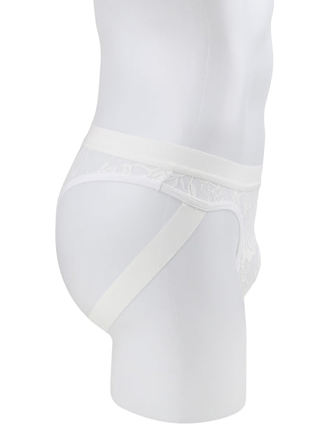 Lace See Through Mens Jockstrap Undie MP307-2 White M