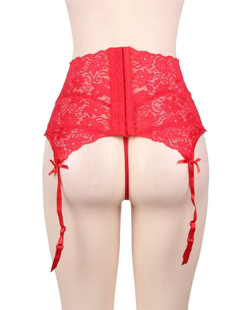 Lace Garter Panty Set P5159-2 Red XS/S
