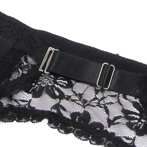 Sexy Lace Metal Clips Garter Panty P5258-1 Black XL/2XL
