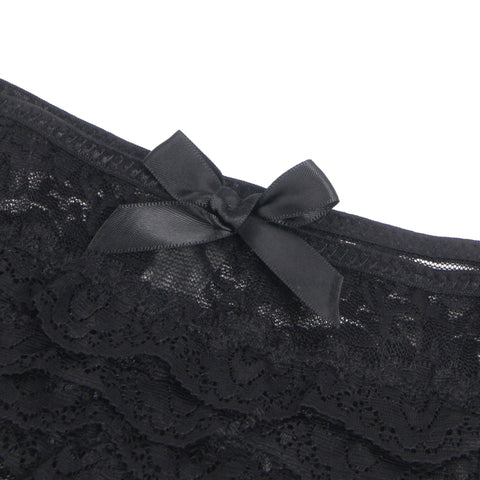 Sexy Lace Crotchless Panty P5278-1 Black L