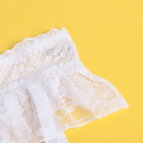 Sexy Lace Garter Panty with Metal Buckles P5251-2 White 3XL/4XL