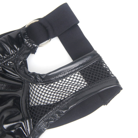 Faux Leather & Mesh Sexy Low Waist Mens Jockstrap MP305-1 Black S