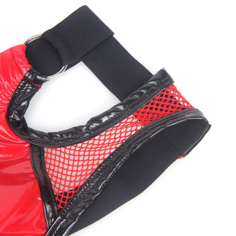 Faux Leather & Mesh Sexy Low Waist Mens Jockstrap MP305-2 Red L
