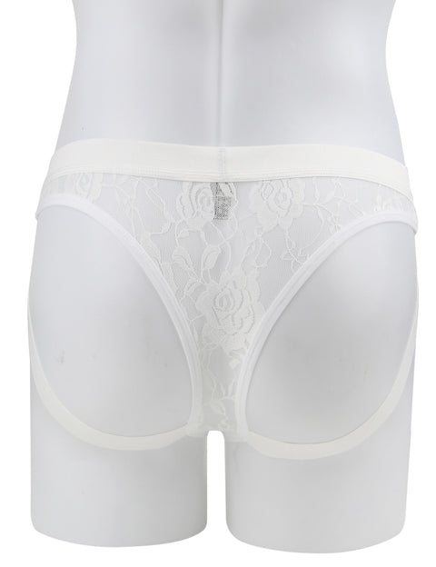 Lace See Through Mens Jockstrap Undie MP307-2 White M