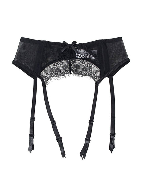 Sexy Transparent Lace Garter & Panty P5123-1 Black 3XL/4XL