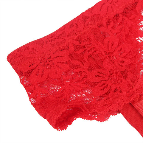 Lace Garter Panties P5201-3 Red XL