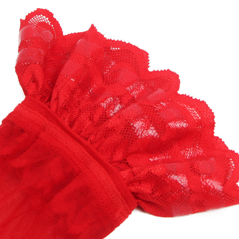 Sexy Lace Stockings With Silicone Straps H2157 Red XS/M