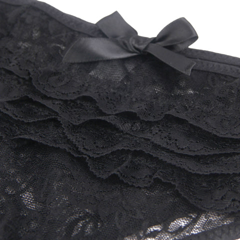 Sexy Lace Crotchless Panty P5278-1 Black L