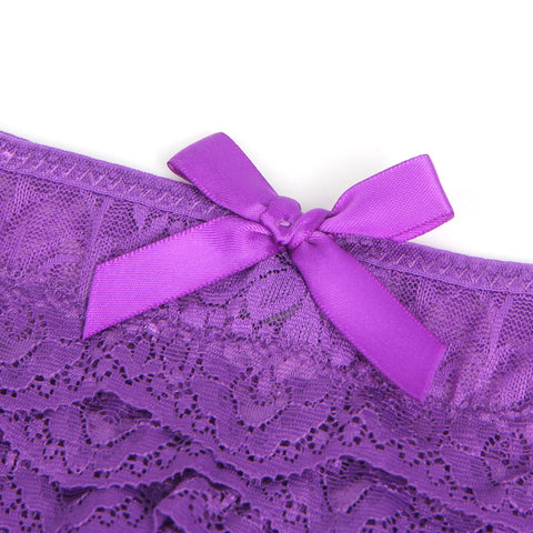 Sexy Lace Crotchless Panty P5278-4 Purple 3XL