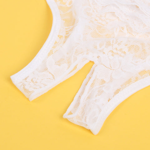 Sexy Lace Crotchless Panty P5278-2 White 2XL