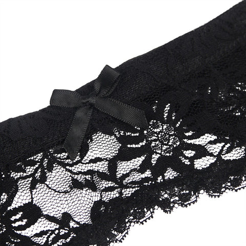 Lace Garter Panties P5201-1 Black XL