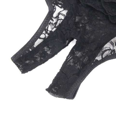 Sexy Lace Crotchless Panty P5278-1 Black L