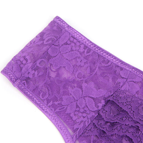 Sexy Lace Crotchless Panty P5278-4 Purple 3XL