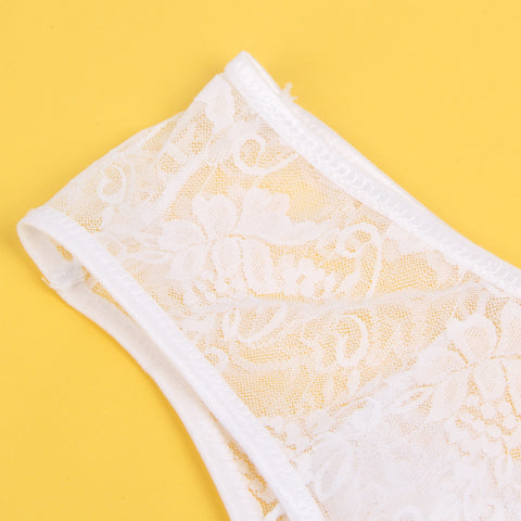 Sexy Lace Crotchless Panty P5278-2 White 2XL