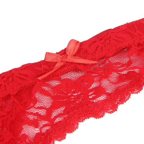 Lace Garter Panties P5201-3 Red XL