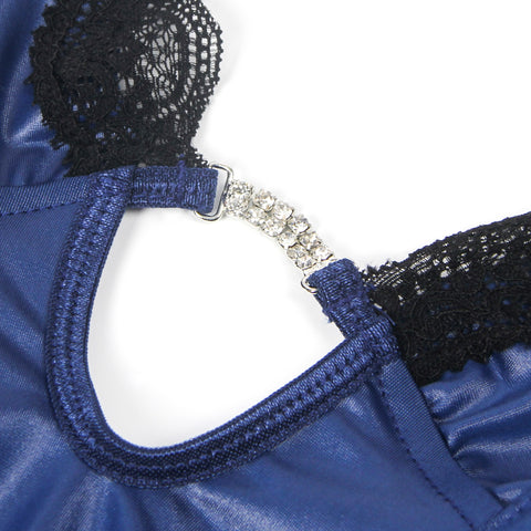 Faux Leather Bodysuit/Teddy R81270 Blue XS/S