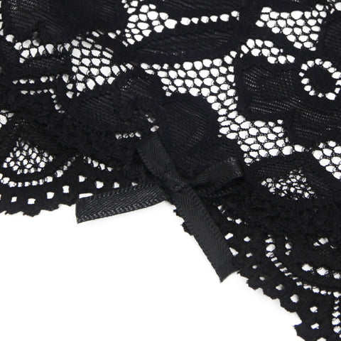 Sexy Lace Metal Clips Garter & Panty P5253-1 Black XS/S