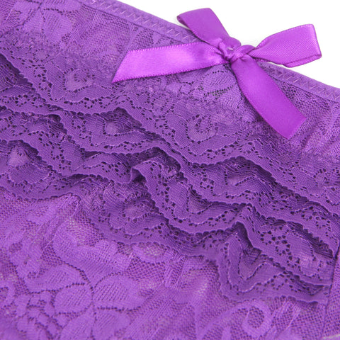 Sexy Lace Crotchless Panty P5278-4 Purple XL