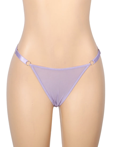 Sexy Lace Ruffled Suspender Nightdress/Chemise & Matching G-String Set R82096-4 Purple M