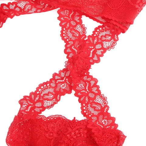 Sexy Stockings Lace Cross One Piece Pantyhose H3639-2 Red One Size
