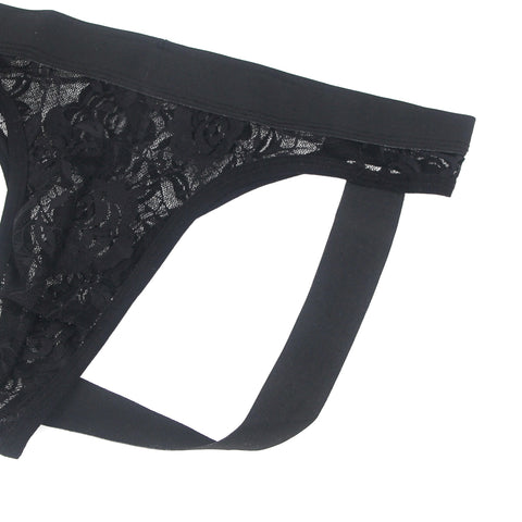 Lace See Through Mens Jockstrap Undie MP307-1 Black L
