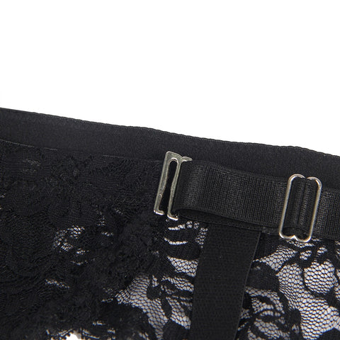 Lace Garter Panties P5201-1 Black XL
