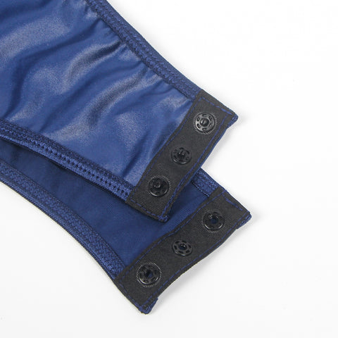 Faux Leather Bodysuit/Teddy R81270 Blue XS/S