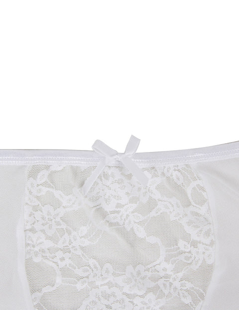Lace Garter & Panty P5140-2 White XL-2XL