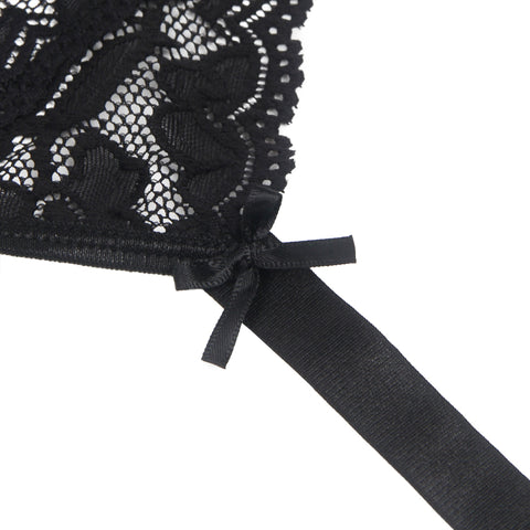 Sexy Lace Metal Clips Garter & Panty P5253-1 Black XS/S