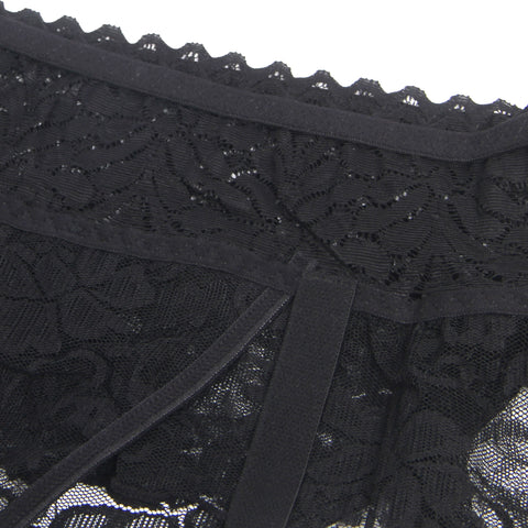 Sexy Lace Garter Panty with Metal Buckles P5251-1 Black M/L