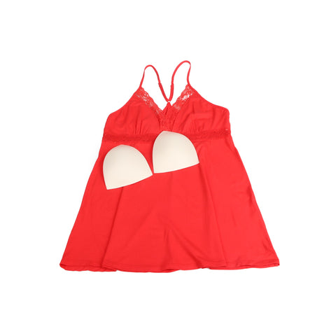 Lace Deep V Neck Suspender Nightdress R81732-2P Red 2XL