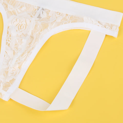 Lace See Through Mens Jockstrap Undie MP307-2 White M