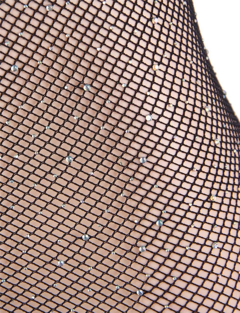 Fishnet Off-the-shoulder Sparkle Bodystocking/Dress H3445-1 Black XS/M