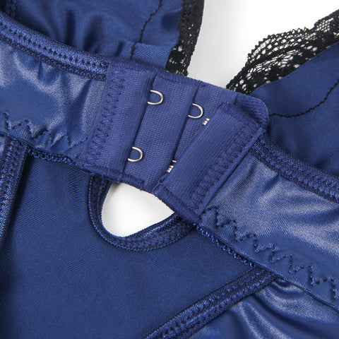 Faux Leather Bodysuit/Teddy R81270 Blue XS/S