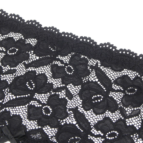 Sexy Lace Metal Clips Garter & Panty P5253-1 Black XS/S