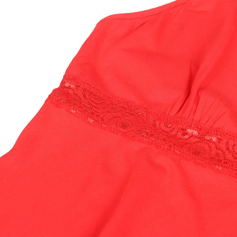 Lace Deep V Neck Suspender Nightdress R81732-2P Red 2XL